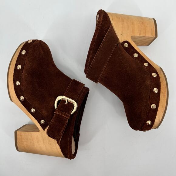 Steve Madden Hilde Clog Womens 6.5 Studded Suede Leather Chocolate Brown READ - Picture 6 of 12